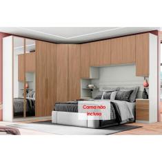 Quarto Henn Seletto 6 Peças (1 Armário Ponte + 1 Closet + 2 Guarda Roupas + 2 Complementos) QMH06 Areia/Jequitibá