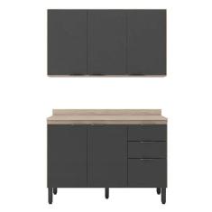 Cozinha Modulada Firenze Fi0010 Avena Grafito - Demóbile