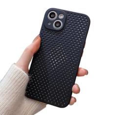 Capa de telefone com resfriamento respirável e dissipação de calor para iPhone 13 12 11 Pro XS Max XR Mini 7 8 Plus SE2020 Capa de TPU macia em cores doces, preta, para iPhone 7