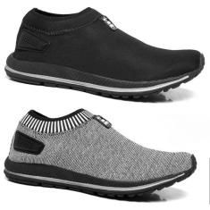 Kit 2 Pares de Tênis Masculino Meia Sem Cadarço Calce Fácil Macio - NI