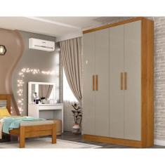 Guarda Roupa 4 Portas Amsterdam c/ e 2 Gavetas Cinamomo/Off White - Tc