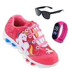 Tenis de led infantil meninas Ledstar calce facil Unicornio desenhos L