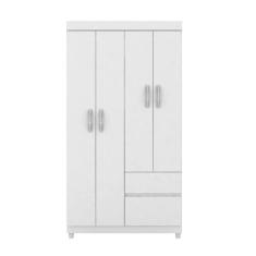 Guarda-roupa 4 Pts 2 Gavetas Lotus Branco/rosa  Demóbile Branco/rosa