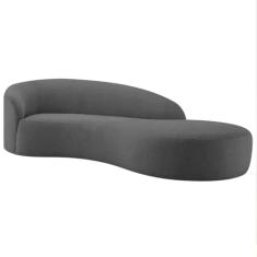 Divã Recamier Orgânico França 160cm Lado Direito Bouclé Cinza Escuro - Amarena Moveis