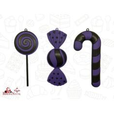 Kit 3 Doces Enfeites de Natal de 15 cm - Decoração de Pendurar. - Bril