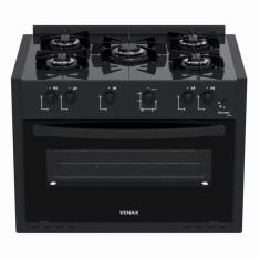 Fogão Venax Picasso Line 5 Bocas de Embutir Preto Fosco a Gás Em Vidro Temperado Bivolt 30260