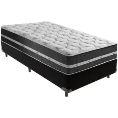 Cama Box Preto e Colchão Classic Preto Molas ensacadas Solteiro Anjos
