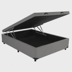 Cama Box Baú Casal Sintetico cinza 138X188