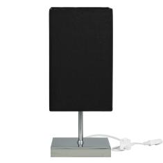 Abajur Eros Quad Preto com Base Inox.