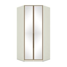 Guarda Roupa Canto Closet Modulado 2 Portas E 3 Gavetas Com Espelho E Led Seletto Henn Areia Hp / Jequitibá