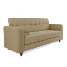 Sofá 03 Lugares Arezzo Suede Pés Chanfrado Tabaco - D'rossi Cor Marrom Rato