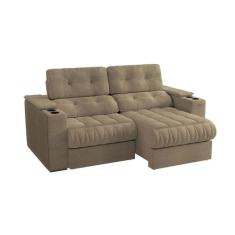 Sofá 3 Lugares Retrátil e Reclinável Premier Molas Bouclé Fendi 231 cm