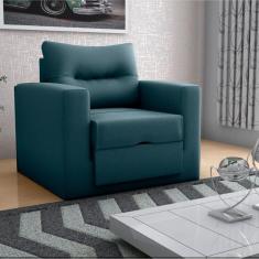 Sofá Cama 1 Lugar Cork Suede Petróleo