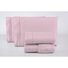 Lençol Queen com Elástico 200 Fios 100% Algodão + Fronhas e Virol - Ch