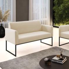 Sofá 2 Lugares Namoradeira Marisa Aço Industrial Preto Suede D03 - D'R