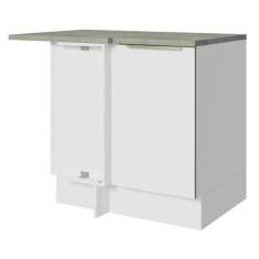 Balcão de Canto 1 Porta Branco/Branco Veludo Lux Madesa, Branco/Branco