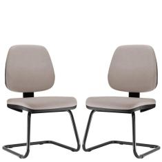 Kit 02 Cadeiras Para Escritório Job L02 Fixa Linho Bege