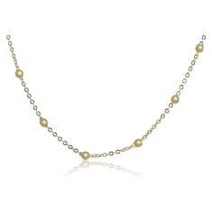 Colar Corrente Com Bolinhas Folheado Em Ouro 18K