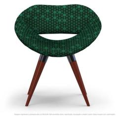 Cadeira Beijo Colmeia Verde E Preto Poltrona Decorativa Com Base Fixa