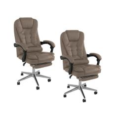 Kit 2 Cadeiras Presidente Ergonômica Apoio Para Pés
