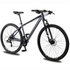 Bicicleta aro 29 KRW Alumínio 24 Vel Shimano Alivio Freio Hidráulico Suspensão C/ Trava de ombro e Cassete KR12