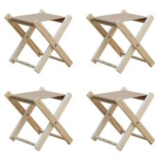 Kit 4 Banquinho De Madeira Banqueta Pescador-bege