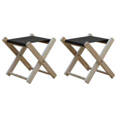 Kit 2 Banquinho De Madeira Banqueta Pescador-preto