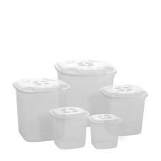 Kit 5 Peças Porta Mantimentos Cinza Plasmont