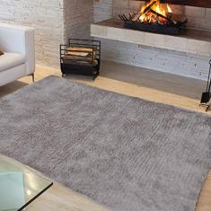 Tapete Liso para Sala e Quarto Soft Peludo Casa Dona 150x200cm Cinza