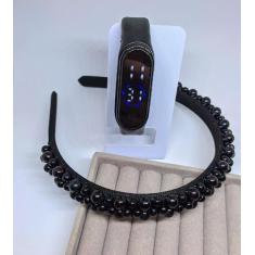 Kit Relógio Digital Led Prova água Bracelete Adulto Infantil Feminino 