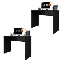 Kit 2 Mesas para Computador Notebook Escrivaninha 101cm Dubai Preto - 