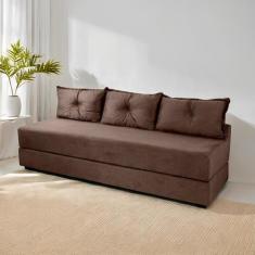 Sofá Cama 3em1 em Tecido Suede com Almofadas - Sofá que vira cama Mult