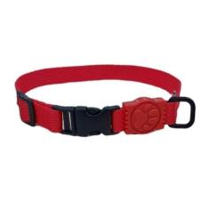 Coleira nylon liso c/ borracha  - Couraça Pet, Vermelho, P