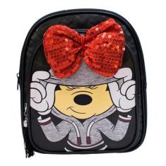 Mochila Preta Laço Minnie 26x30x10cm - Disney