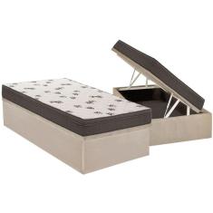 Cama Box Baú Solteiro: Colchão Espuma D45 Ortobom Light + Base Crc Suede Clean(88x188)