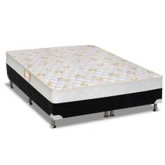 Cama Box Queen: Colchão Espuma Castor D28 Sleep Max + Base Crc Suede Black(158X198)
