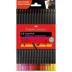 Lápis De Cor Faber Castell Supersoft 15 Cores Quentes