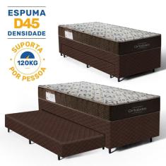 Cama Box com Colchao de Espuma D45 Solteiro Ortobom ISO 150 + Auxiliar de Espuma Unique Solteiro 88cm