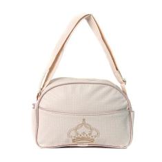 Bolsa Maternidade Xadrez Bege com Zíper e Alça