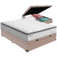 Cama Box Baú E Colchão Amsterdã Molas Ensacadas Casal Probel Casal Bege