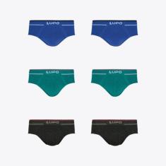 Kit 6 Cuecas Lupo Slip Fio Texturizado Sortidos 00624-003, Azul náutic