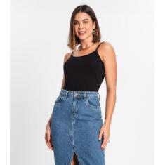 Blusa de Alça Feminina Viscotorcion Básica Rovitex Preto, G, Preto