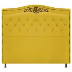 Cabeceira Estofada Yasmim 140 cm Casal Suede Amarelo