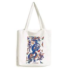 Bolsa de lona com estampa de nuvem de dragão chinês bolsa de compras casual bolsa de mão