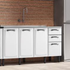 Balcão Armário para Pia Cozinha 4 Portas 2 Gavetas 1 Prateleira Organizador Multiuso Itatiaia Branco