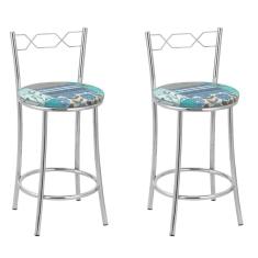 Kit 2 Banquetas Cromadas Bc51-c D410 Cromado/Azul