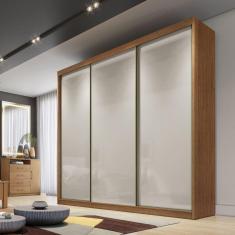Guarda Roupa Casal 3 Portas 6 Gavetas Montreal Novo Horizonte Cumaru Cinza