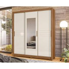 Guarda Roupa Solteiro Canadá Freijó Off White Com Espelho Moval