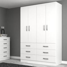 Guarda Roupa Casal 4 Portas 6 Gavetas Treviso Yescasa Branco