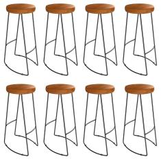 Kit 8 Banquetas Alta Astra Base Metálica - Pallazio